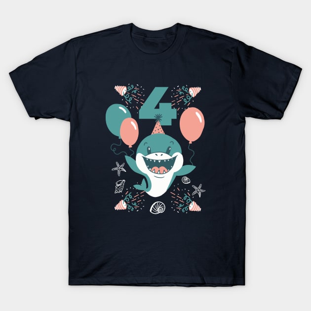 Baby Shark for 4th Birthday T-Shirt by SLAG_Creative